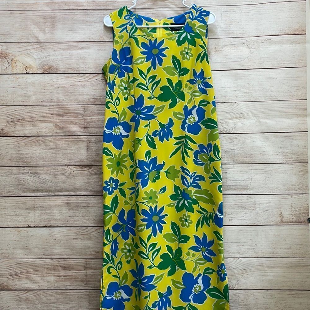 VINTAGE SAG HARBOR MAXI‎ DRESS IN BOLD FLORAL PRINT
